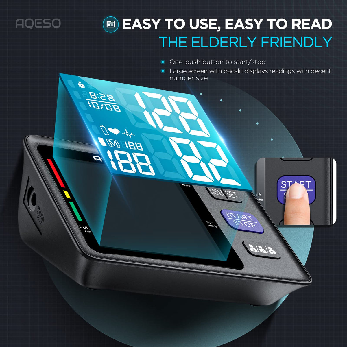 Blood Pressure Machine Upper Arm, 3 Size Cuffs, Automatic Digital BP Monitor, Large Backlit LCD D13408