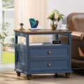 Blue 2 Drawer Wood Nightstand C27591