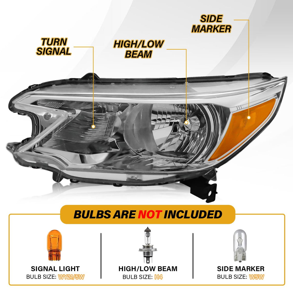 Halogen Headlight Assembly Pair Set Chrome Housing Amber Reflector K375000