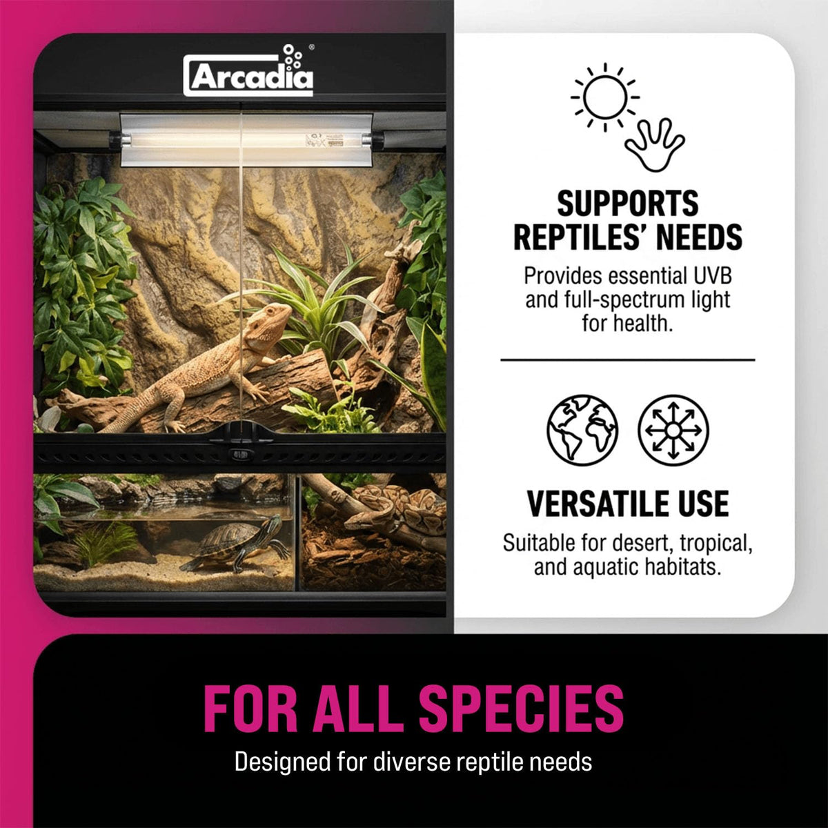 12" 8 Watts 7% UVB Reptile Light Fixture Kit G209
