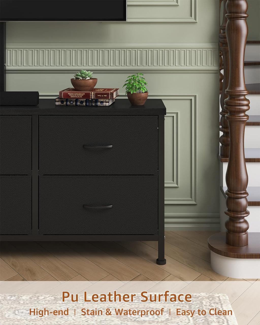 Black 6 Drawer TV Stand with Mount X161703