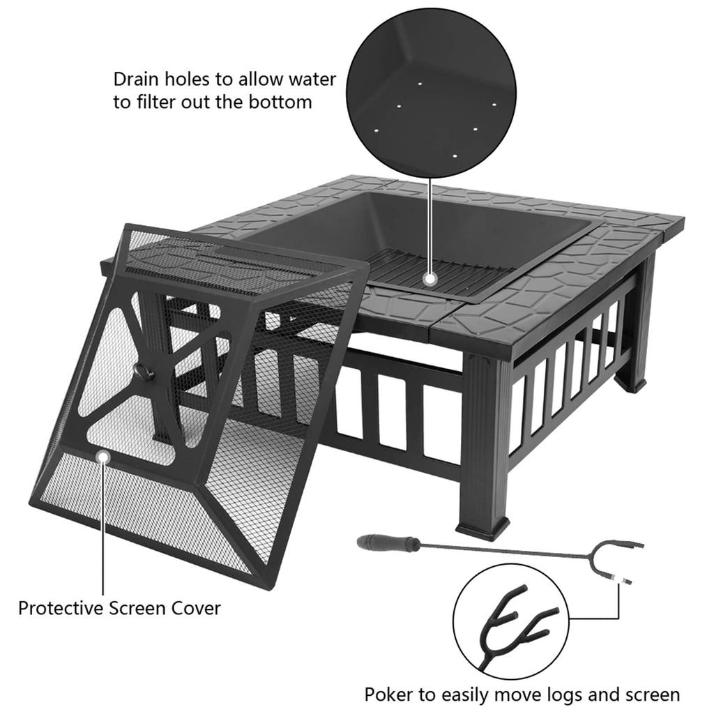 32 Inch Square Fire Pit U9166