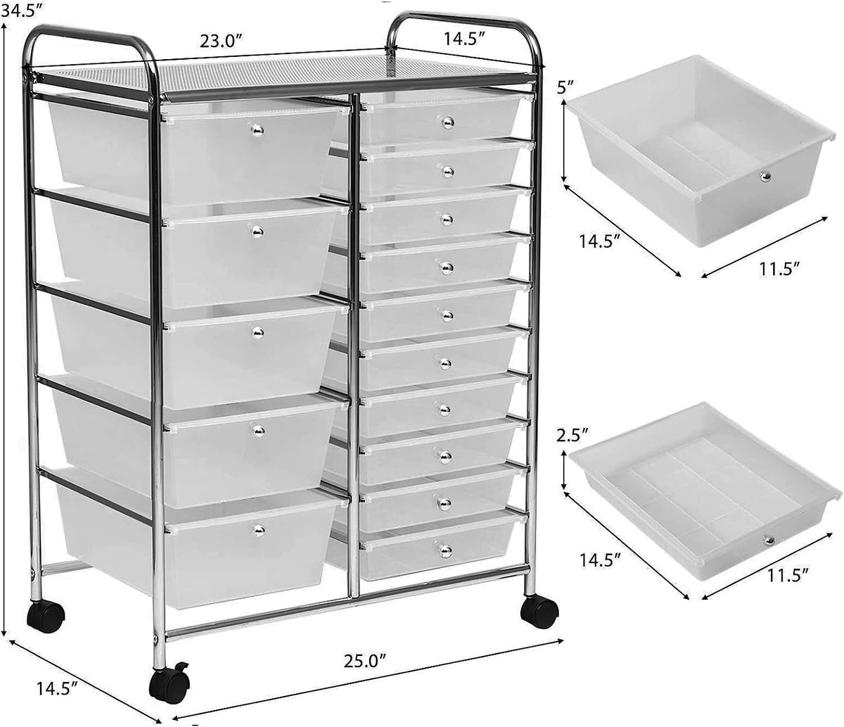 15 Drawer Rolling Storage Cart with Removable Drawers W106292