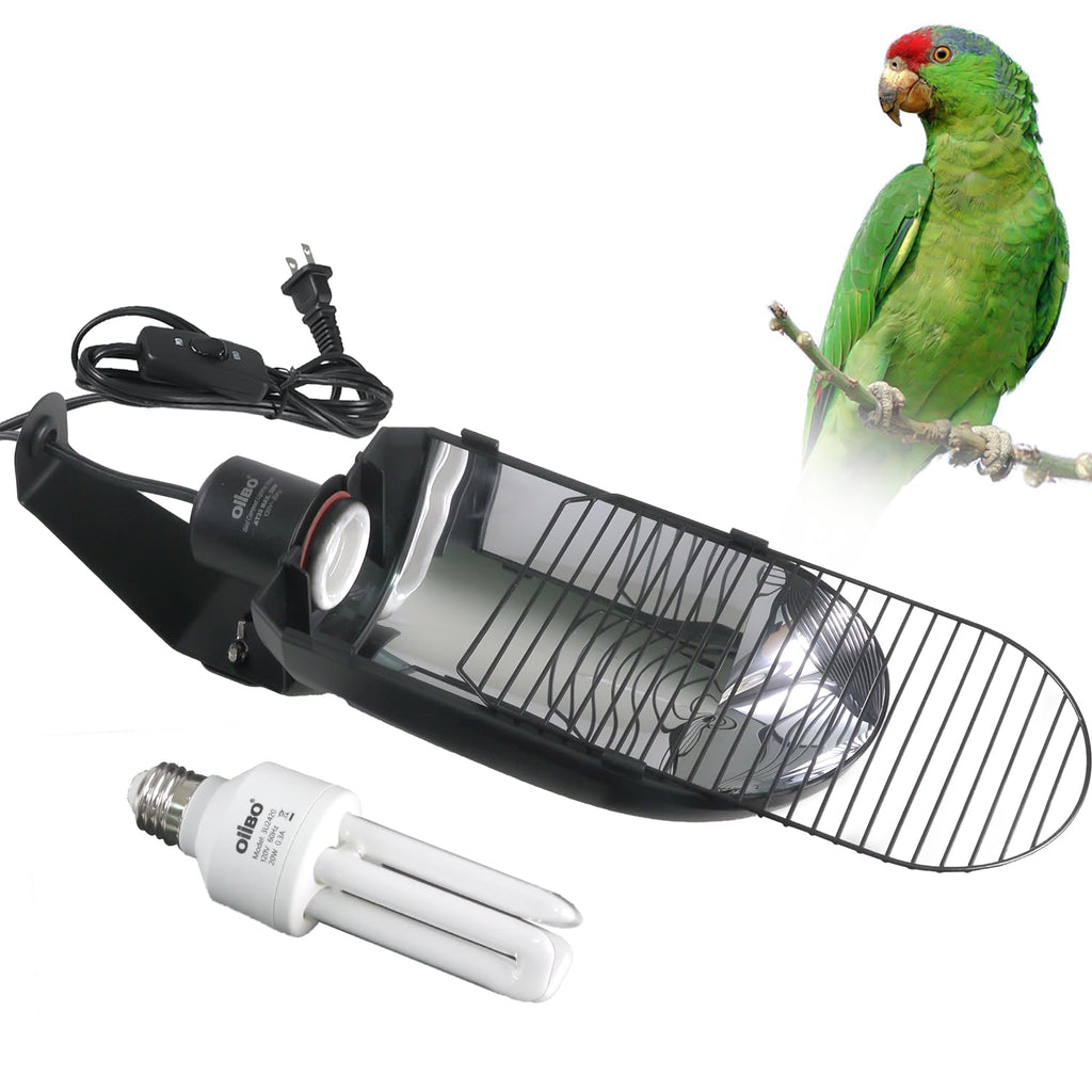 Bird Cage Light Fixture Combo Kit, 2.4% UVB UVA 20W Compact Fluorescent Bulb J413239