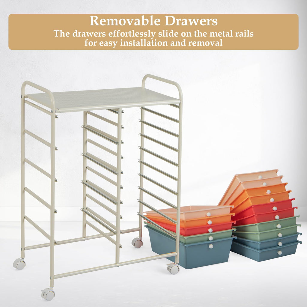 15 Drawer Rolling Storage Cart with Removable Drawers W106292