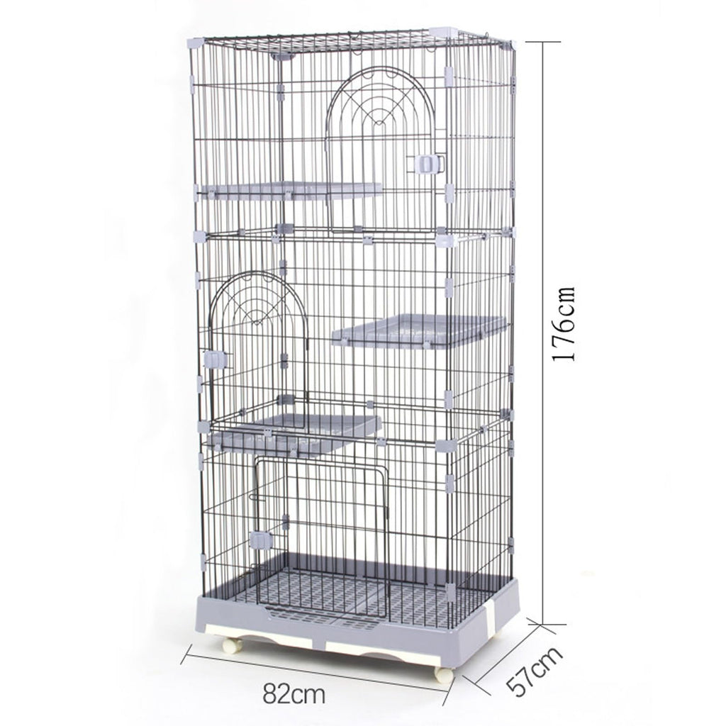 Foldable 4 Tier Detachable Cat Cage with Hammock Q69798