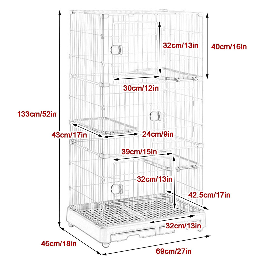 Detachable Metal Wire Cat Enclosure with Litter Box M34895
