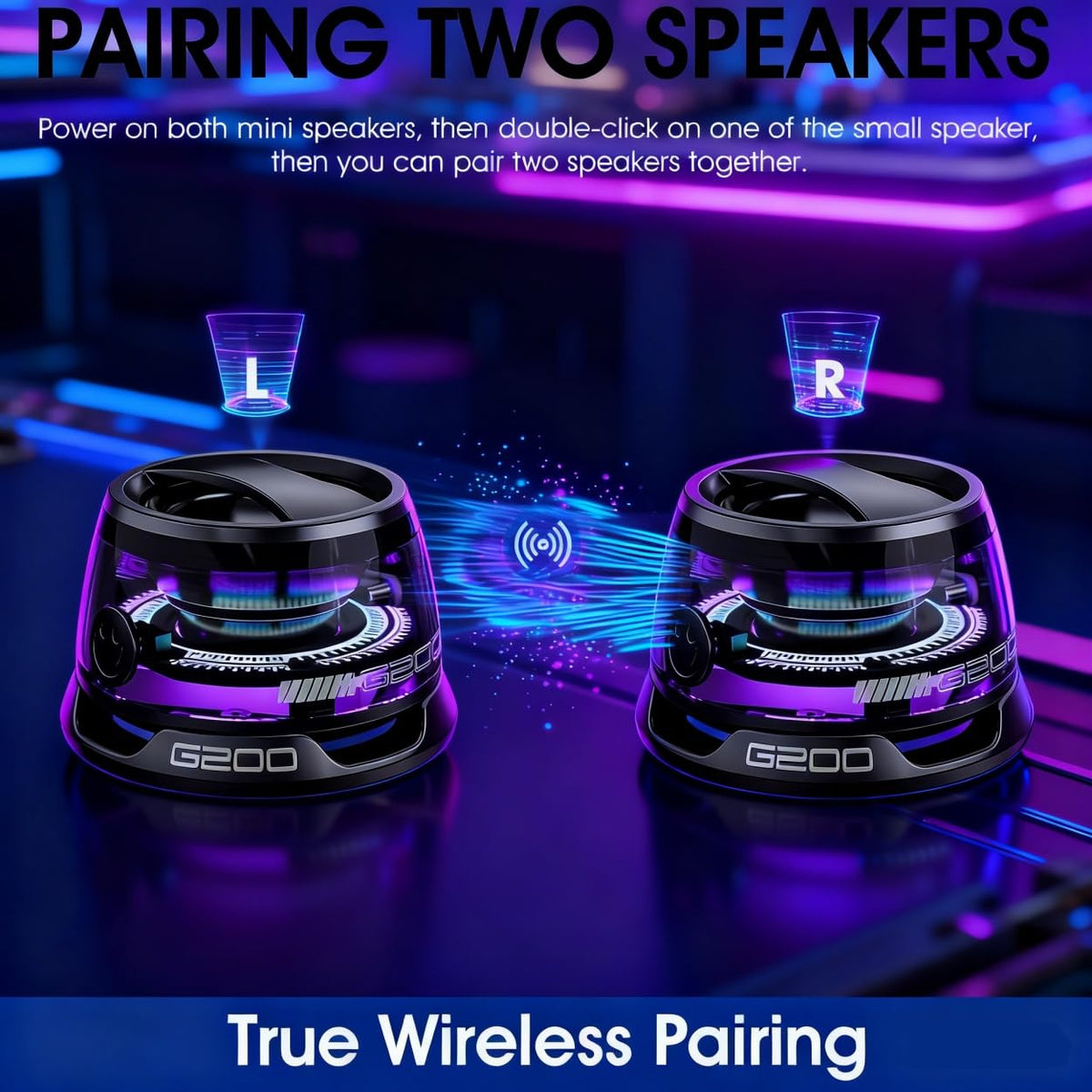 Magnetic Mini Bluetooth Speaker, Wireless Portable Speaker 2-Pack Black U8817