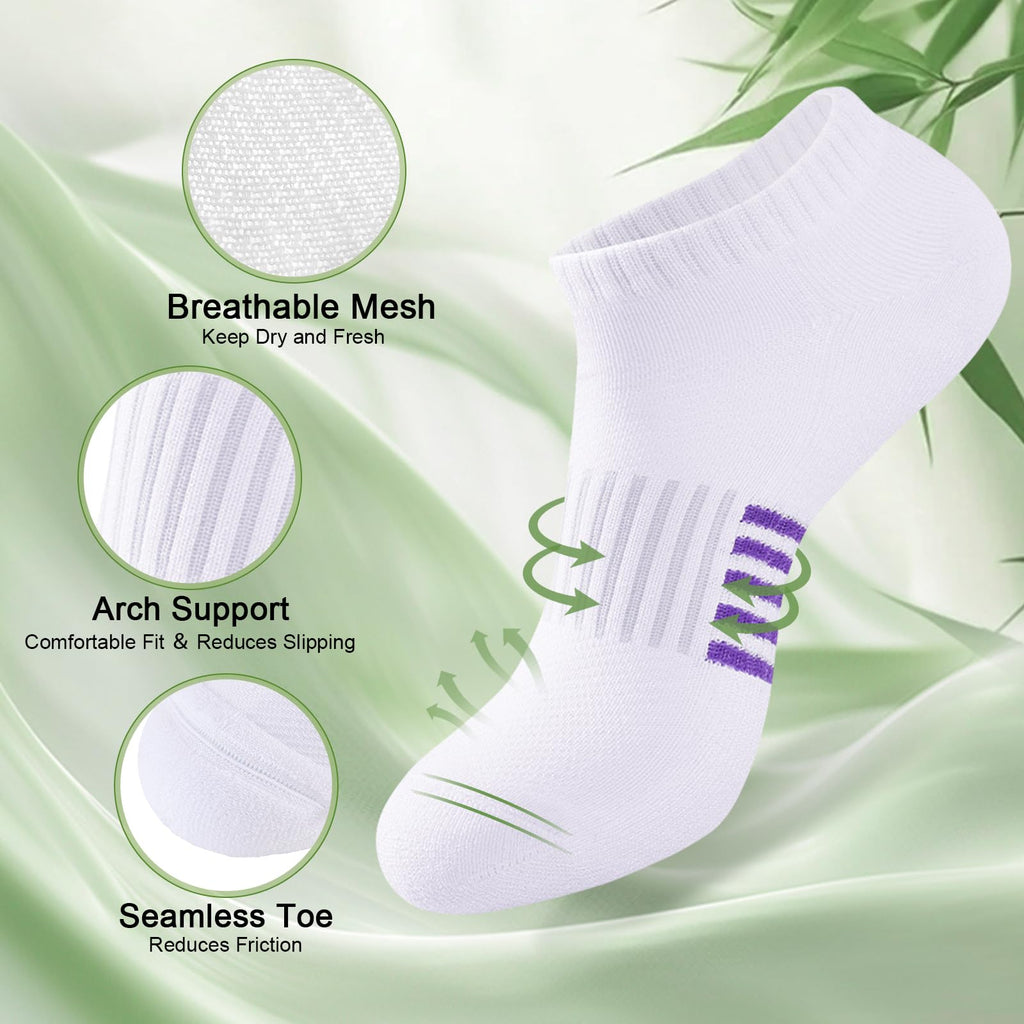 6 Pairs Bamboo Viscose Low Cut Ankle Socks J9527