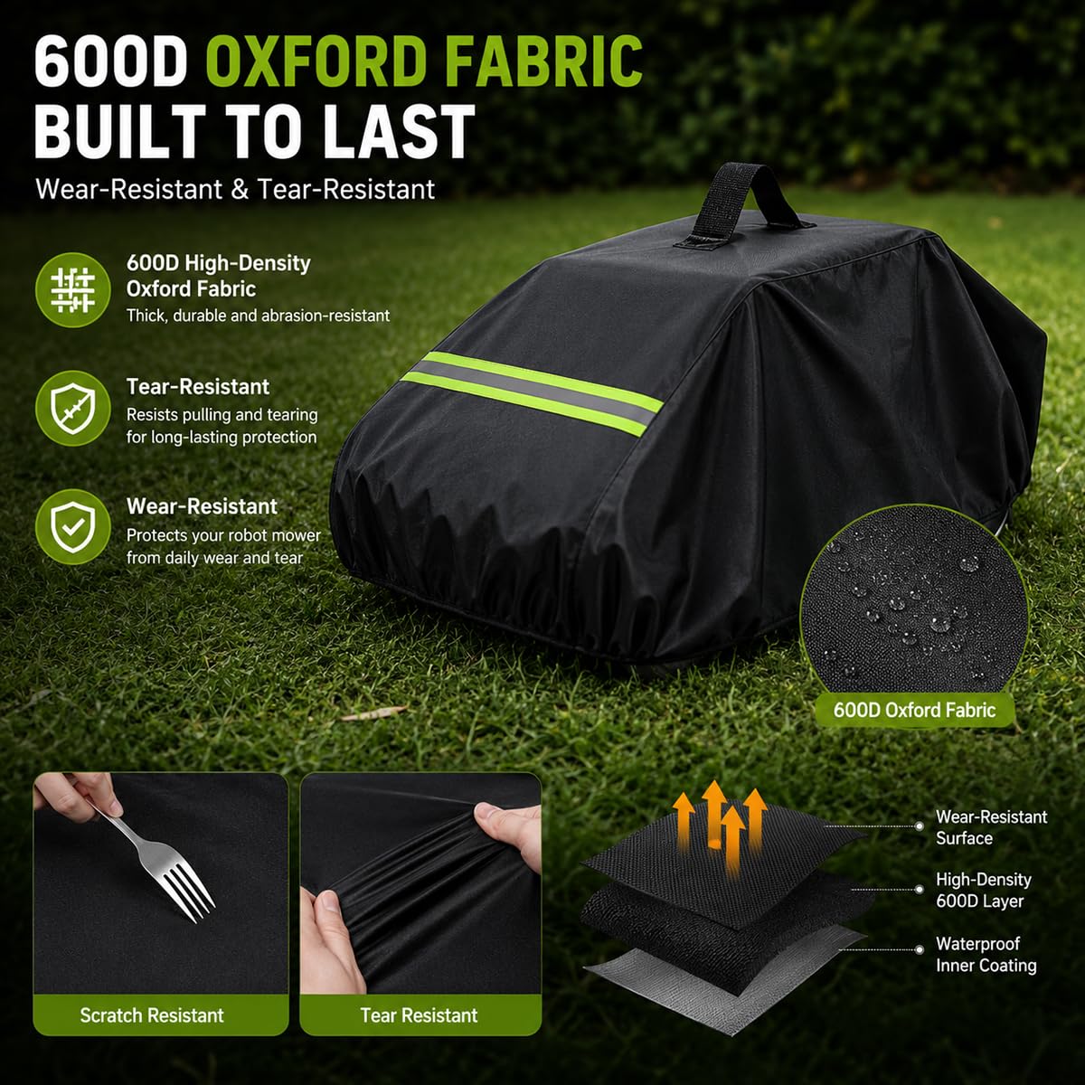 Robot Lawn Mower Cover 600D Oxford Fabric with Reflective Strip Orange B3148