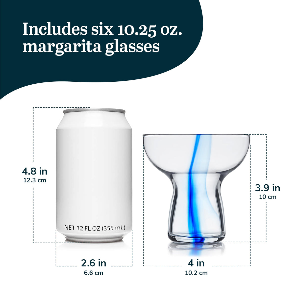Blue Ribbon Stemless Margarita Glasses Set of 6 Z4630