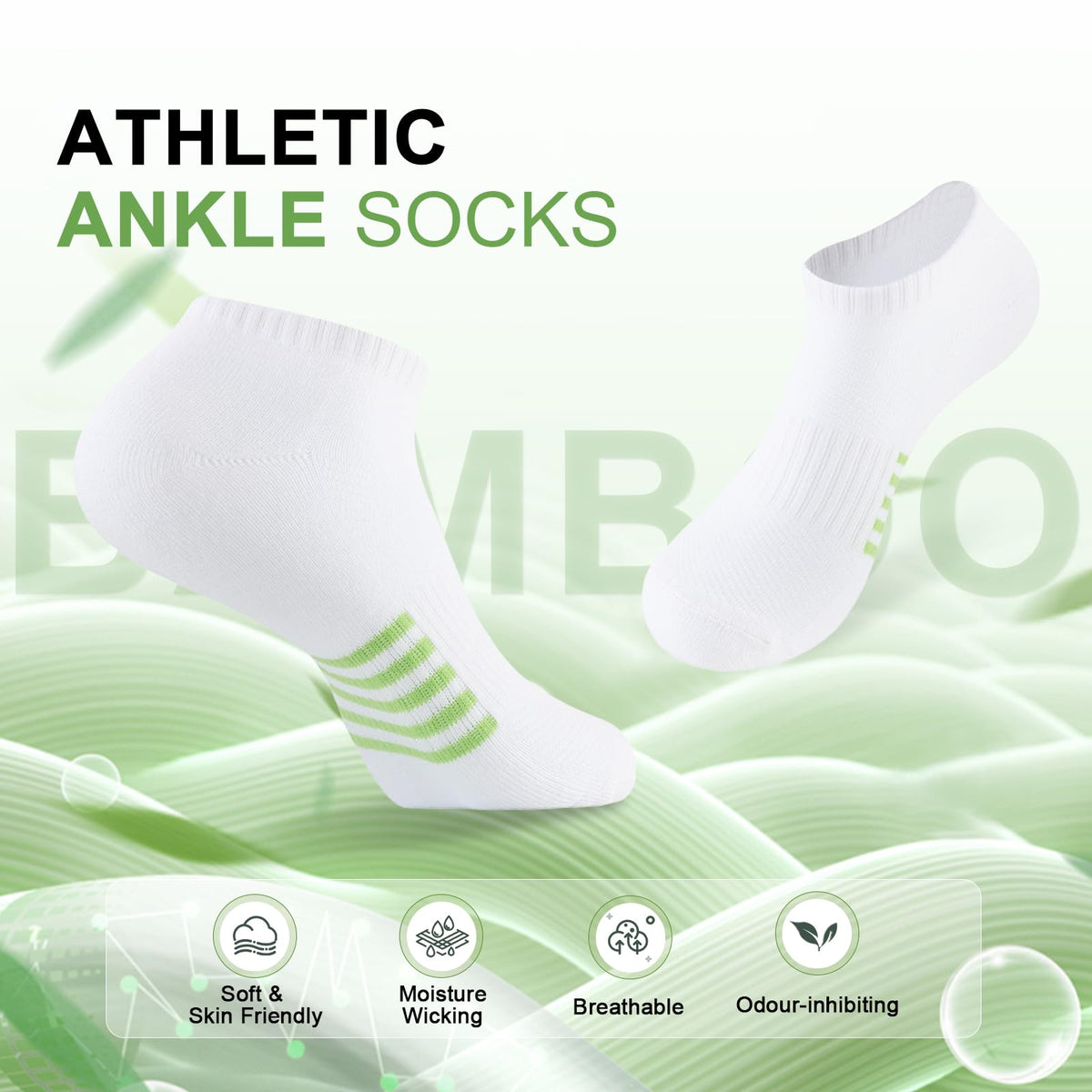 6 Pairs Bamboo Viscose Low Cut Ankle Socks J9527