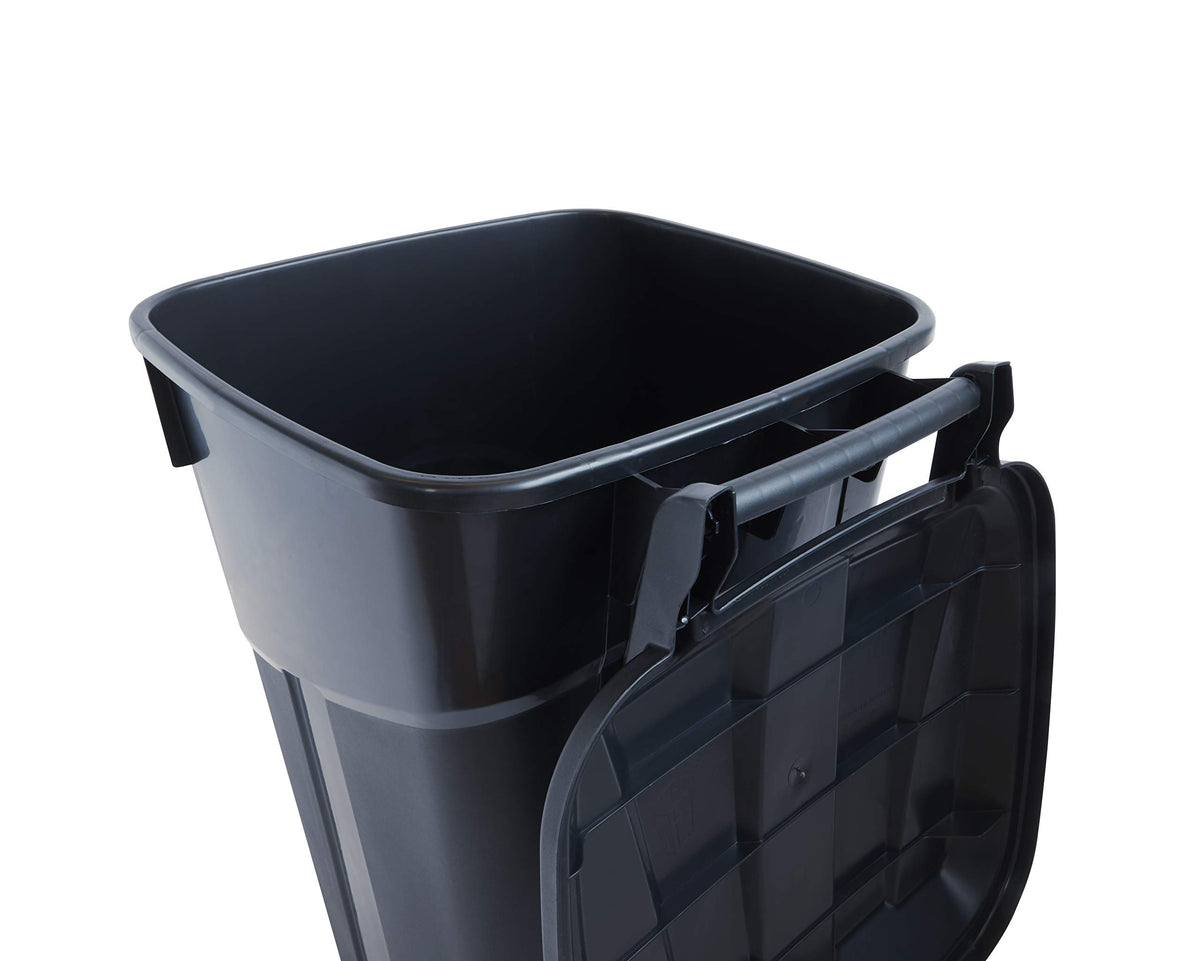 32 Gallon Black Wheeled Outdoor Garbage Can with Snap Lock Lid, 2 Pack R713502