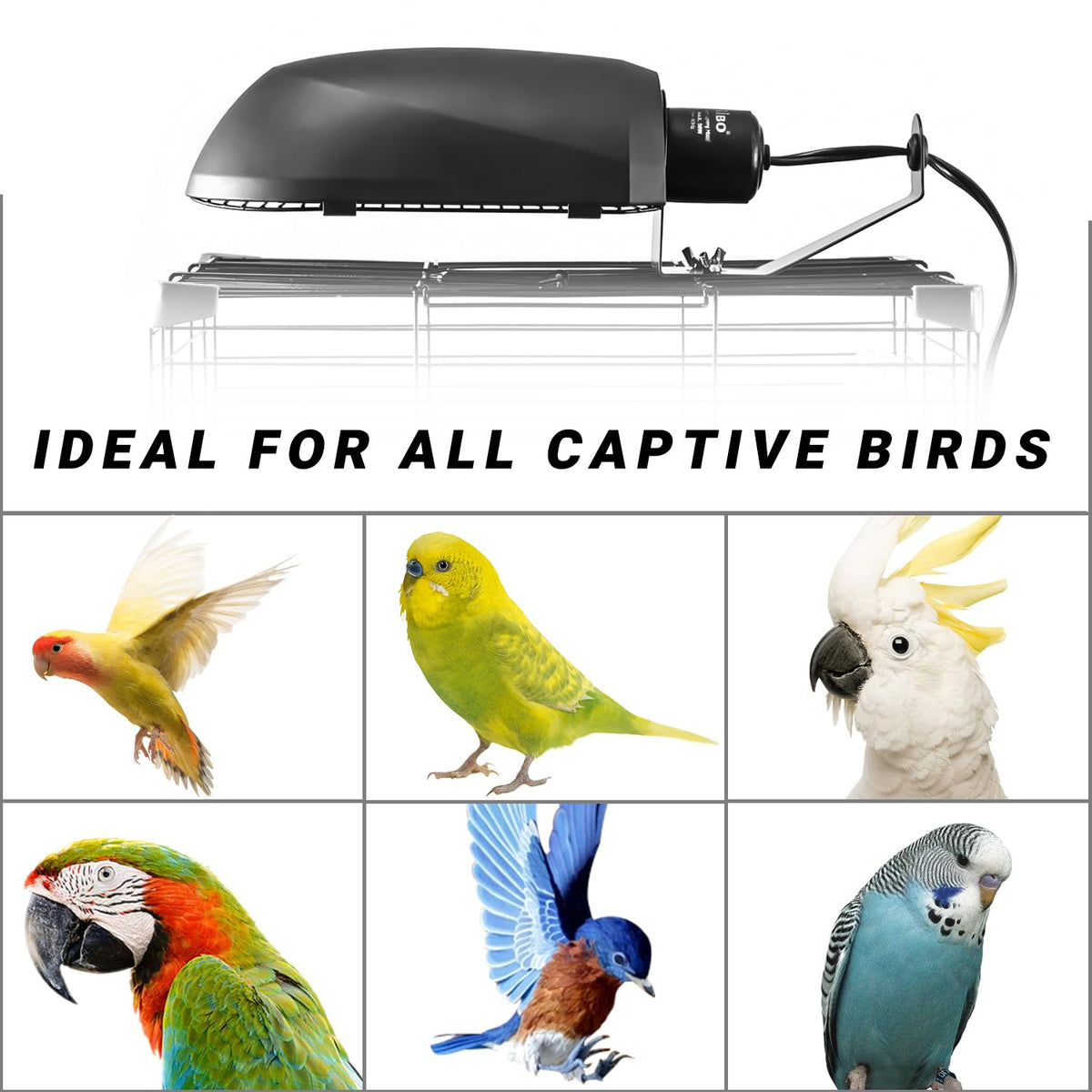 Bird Cage Light Fixture Combo Kit, 2.4% UVB UVA 20W Compact Fluorescent Bulb J413239
