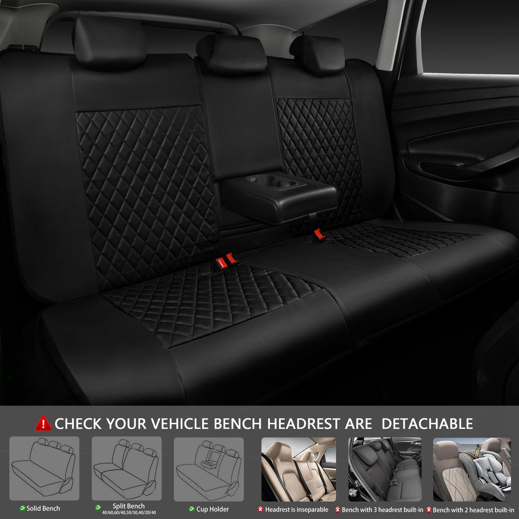 Gray Quilting Leather Full Set Car Seat Covers T419351