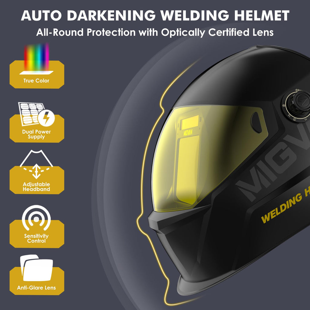 Auto Darkening Welding Helmet True Color Large Viewing Solar Wide Shade 4/5-13 P40484