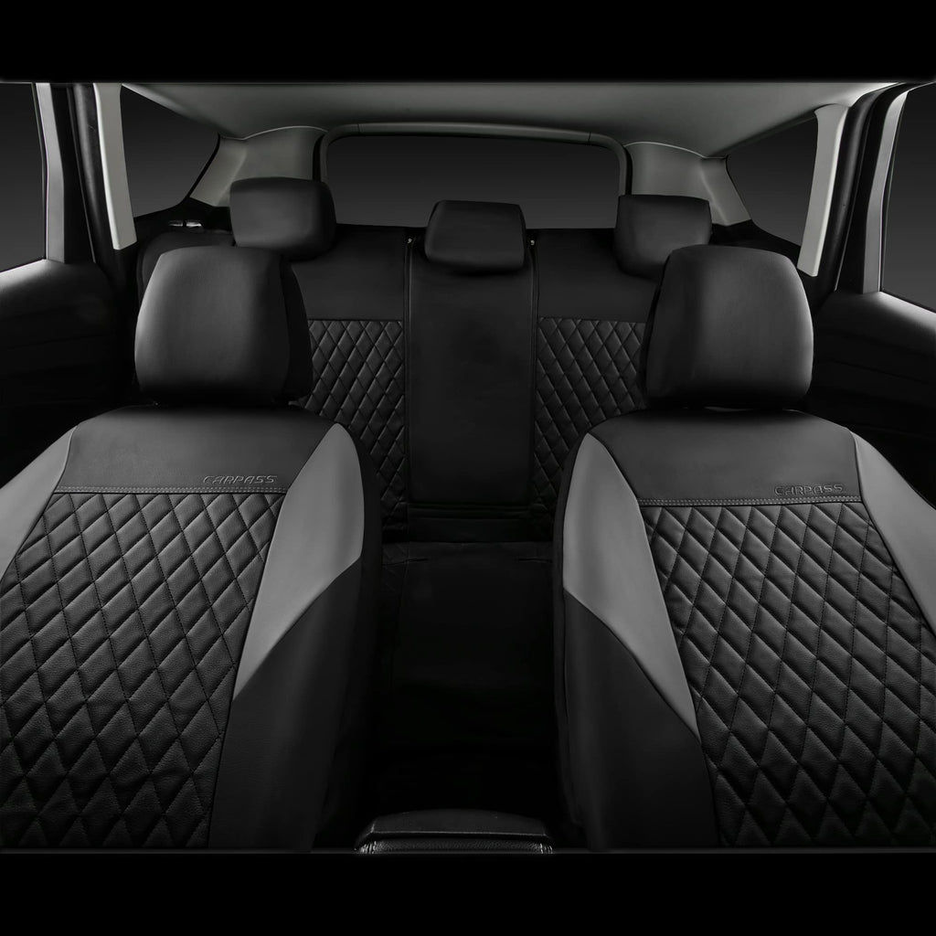 Gray Quilting Leather Full Set Car Seat Covers T419351