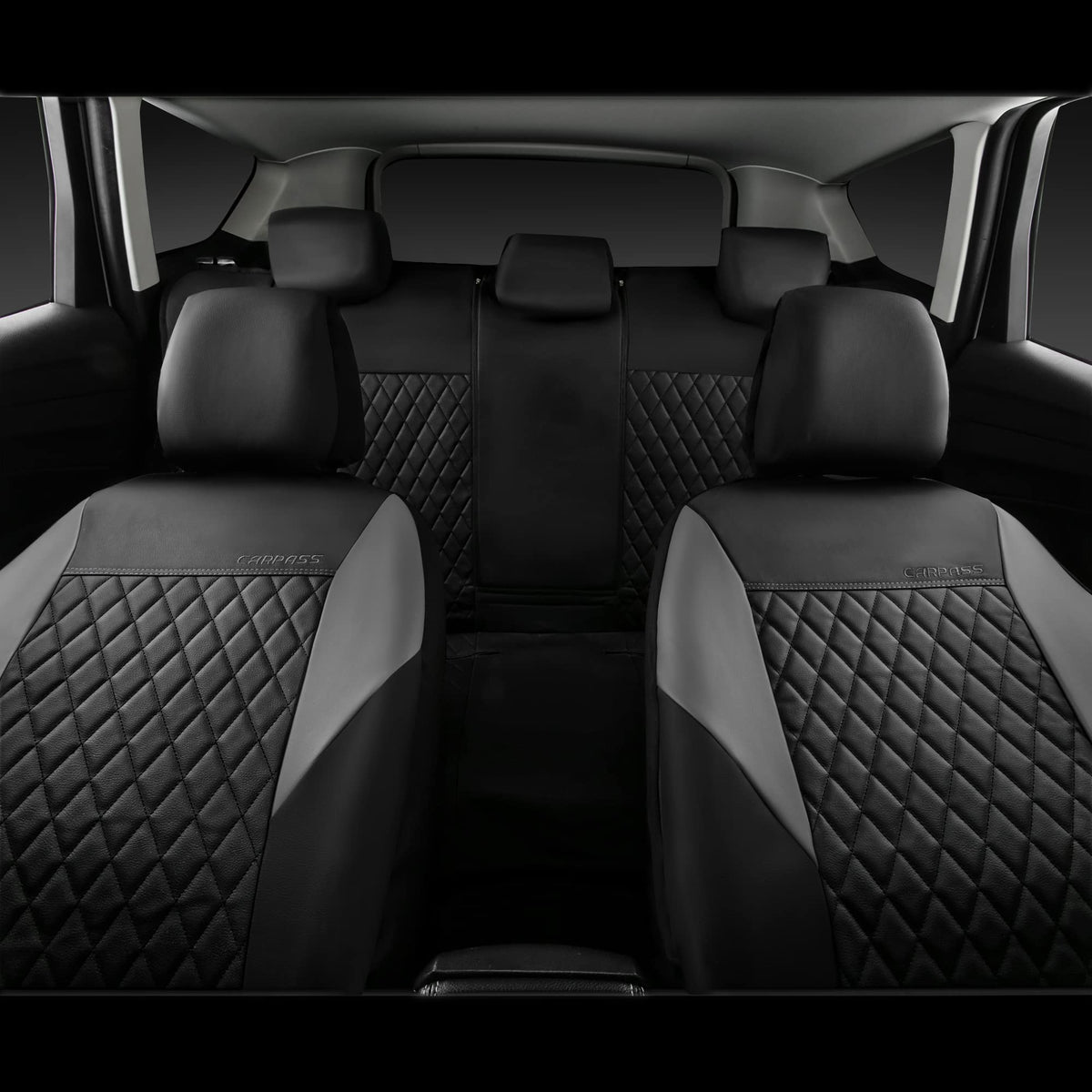 Gray Quilting Leather Full Set Car Seat Covers T419351