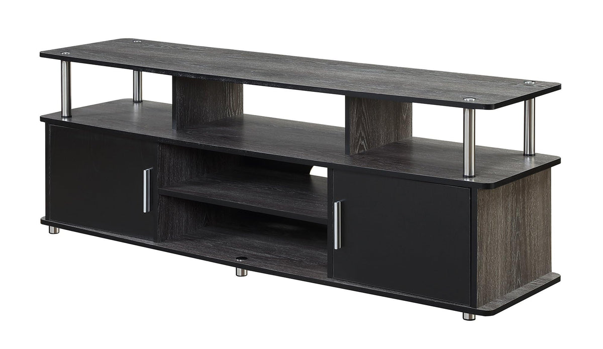 60" Weathered Gray Wood TV Stand with Cabinets and Shelves H5712