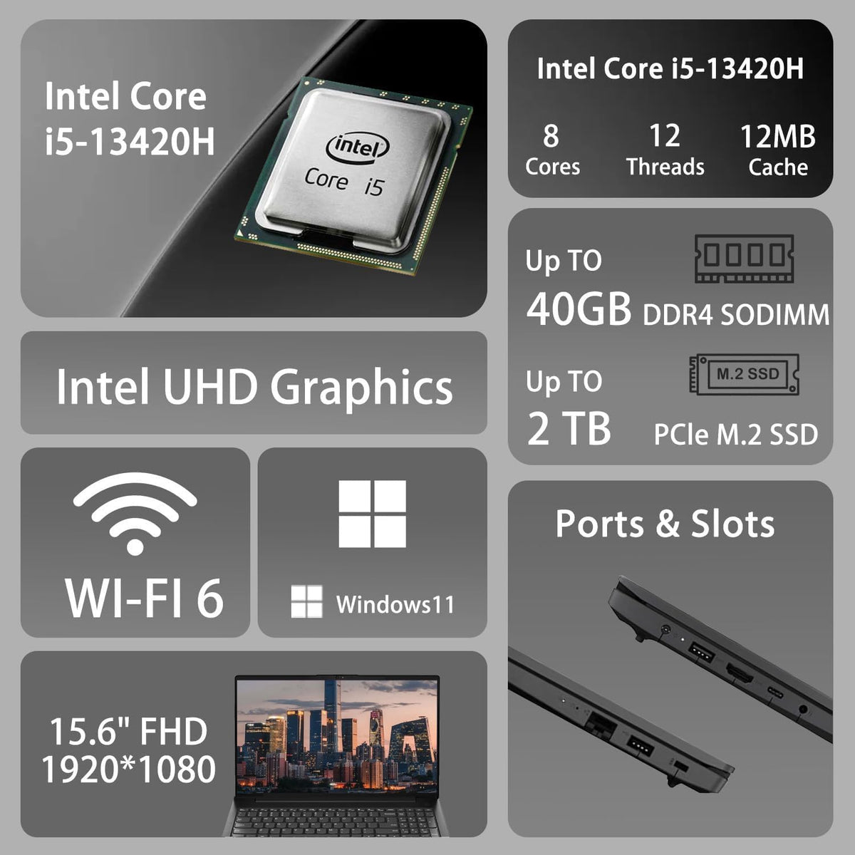 15.6" FHD Business Laptop, 16GB RAM, 256GB SSD V576
