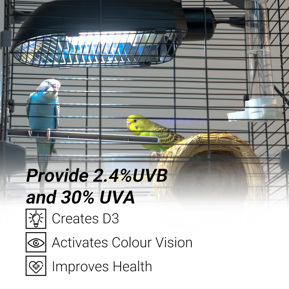 Bird Cage Light Fixture Combo Kit, 2.4% UVB UVA 20W Compact Fluorescent Bulb J413239