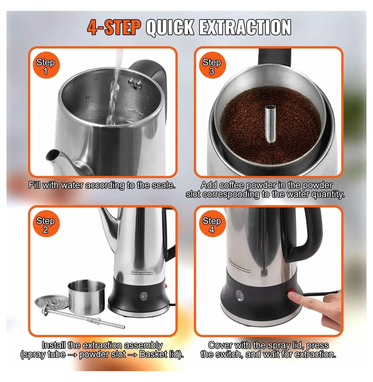 12-Cup Stainless Steel Electric Percolator Coffee Pot J304677