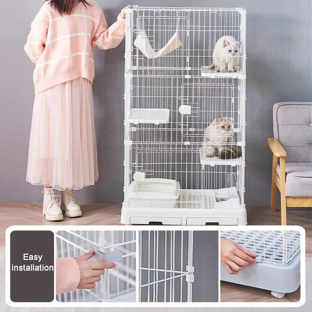 Detachable Metal Wire Cat Enclosure with Litter Box M34895
