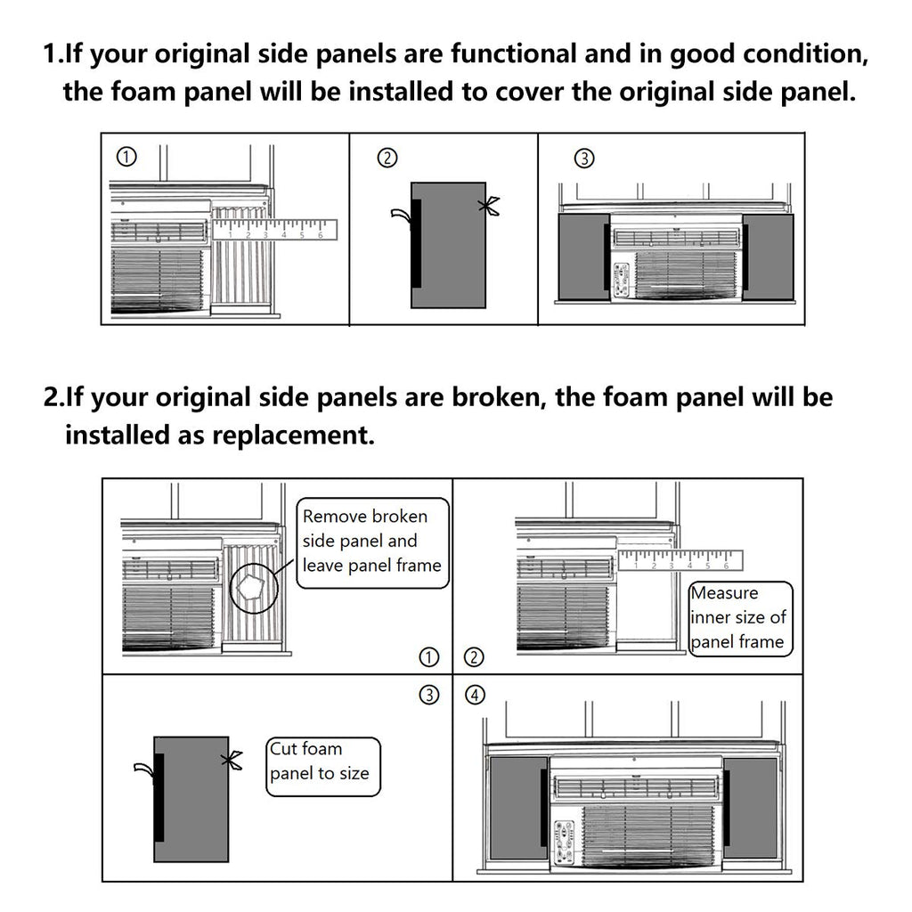 Window Air Conditioner Foam Insulation Panels, 2 Pack, Black, 17in High x 9in Wide E4235