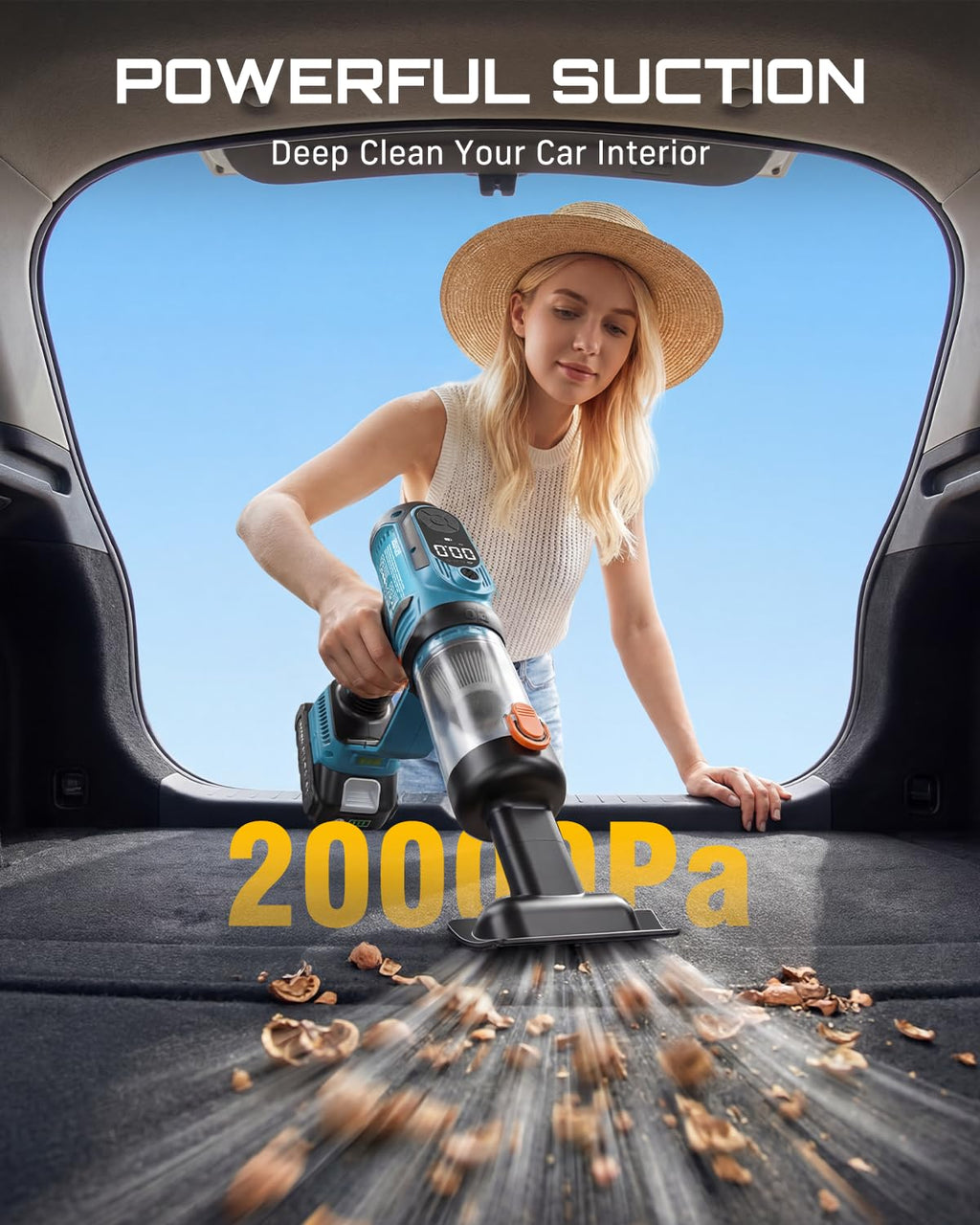 3-in-1 Cordless Tire Inflator Air Compressor Car Vacuum & LED Light T6254