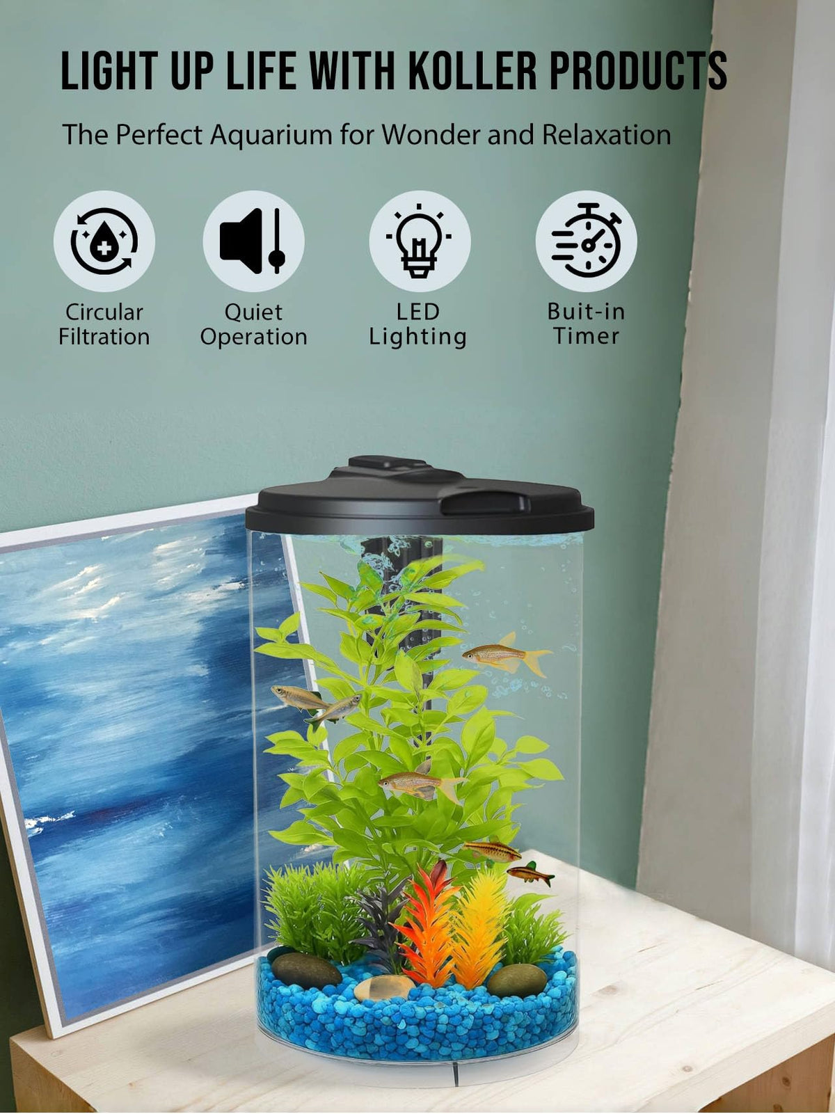 3-Gallon Aquarium with LED Lighting and Power Filter H17324