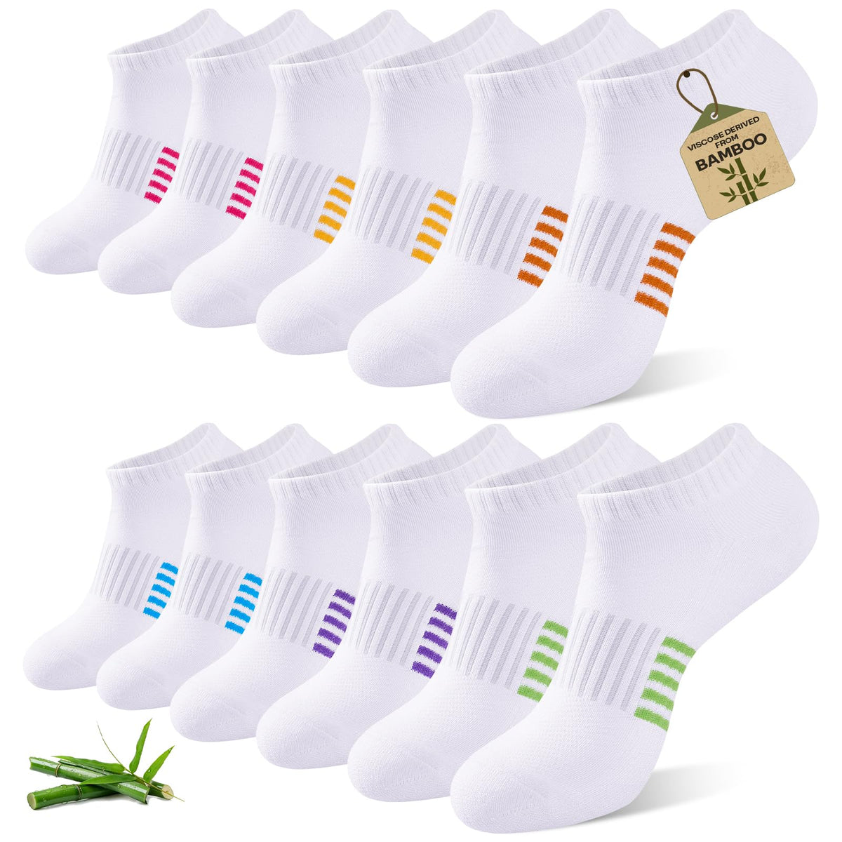 6 Pairs Bamboo Viscose Low Cut Ankle Socks J9527