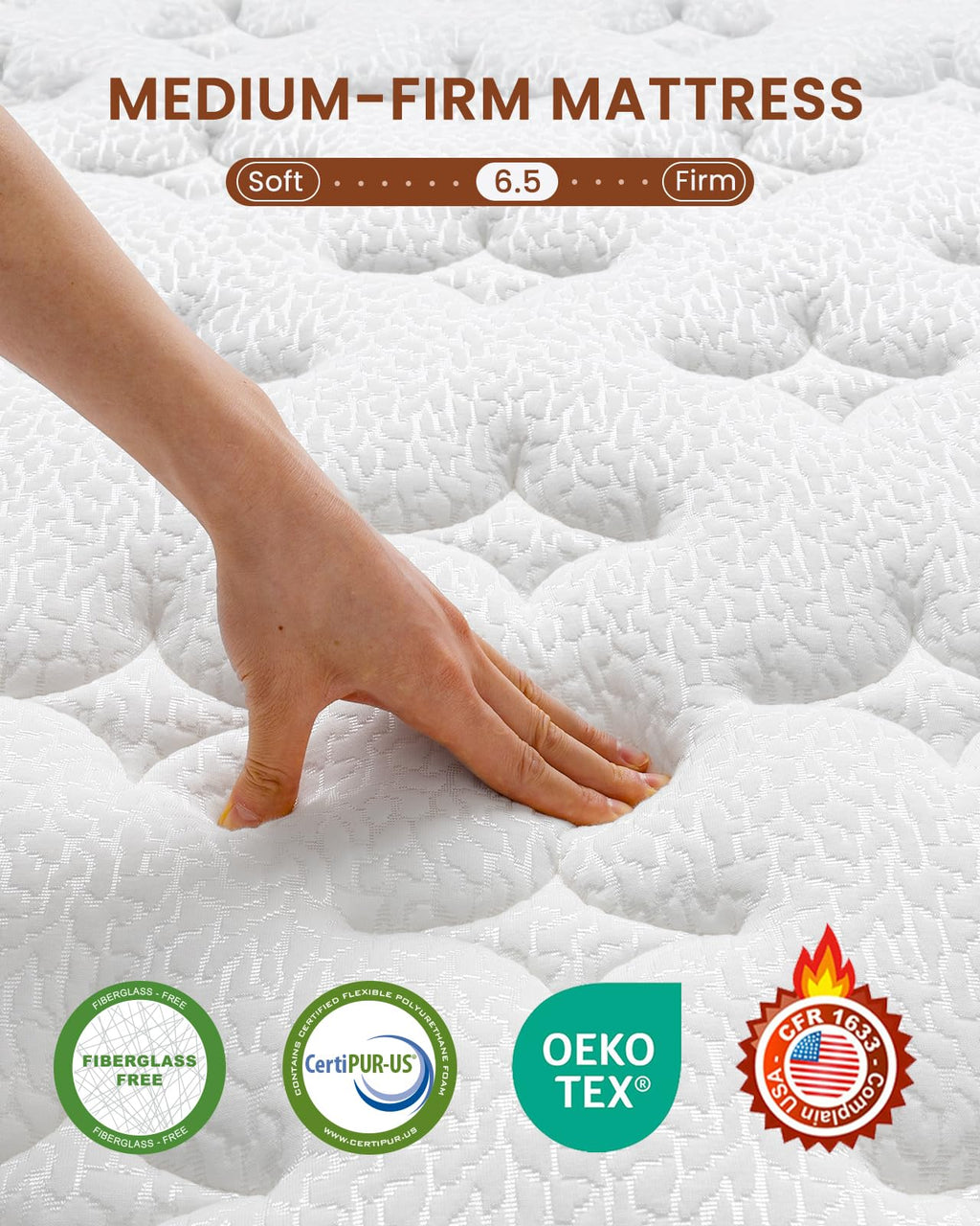 Queen Size 14 Inch Hybrid Mattress with Memory Foam J105706