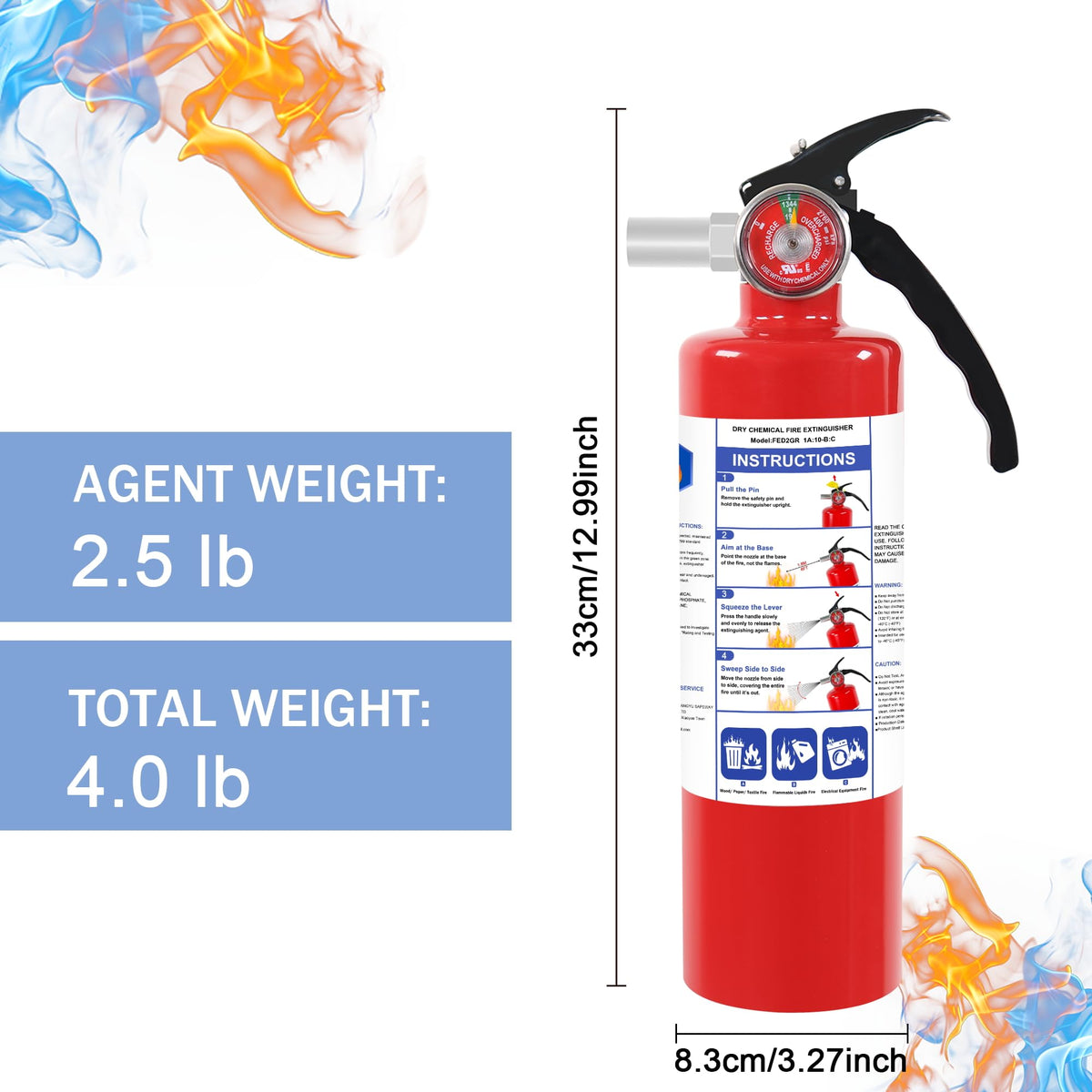 4 Pack ABC Dry Chemical Fire Extinguishers J8114