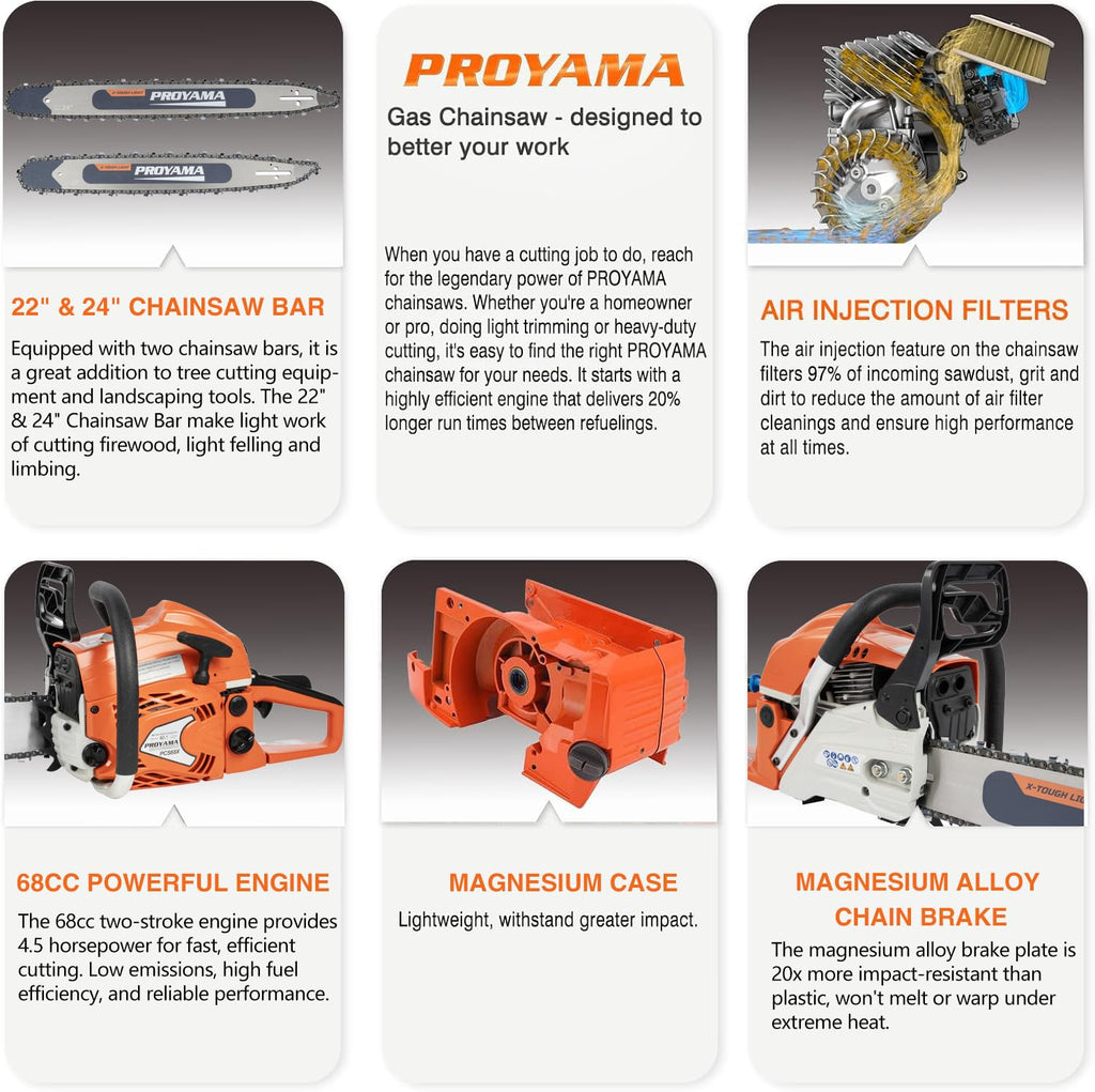 68cc Gas Powered Chainsaw U280995