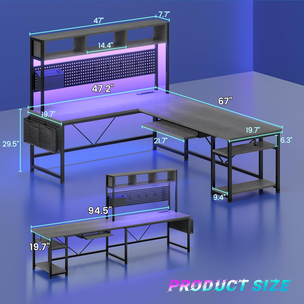 L Shaped Office Desk with Hutch H2090