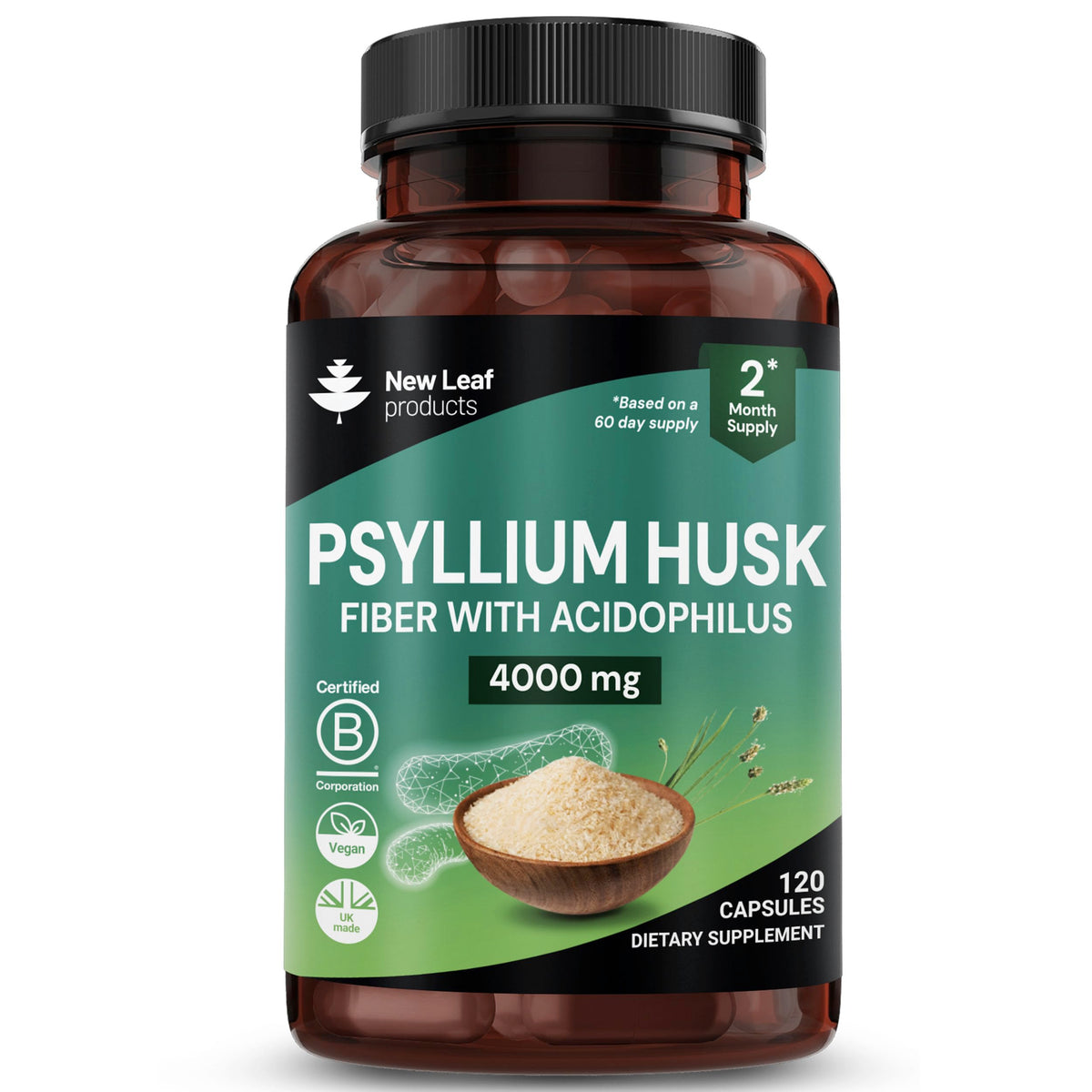 Psyllium Husk Capsules with Acidophilus Fibre Supplement D2868