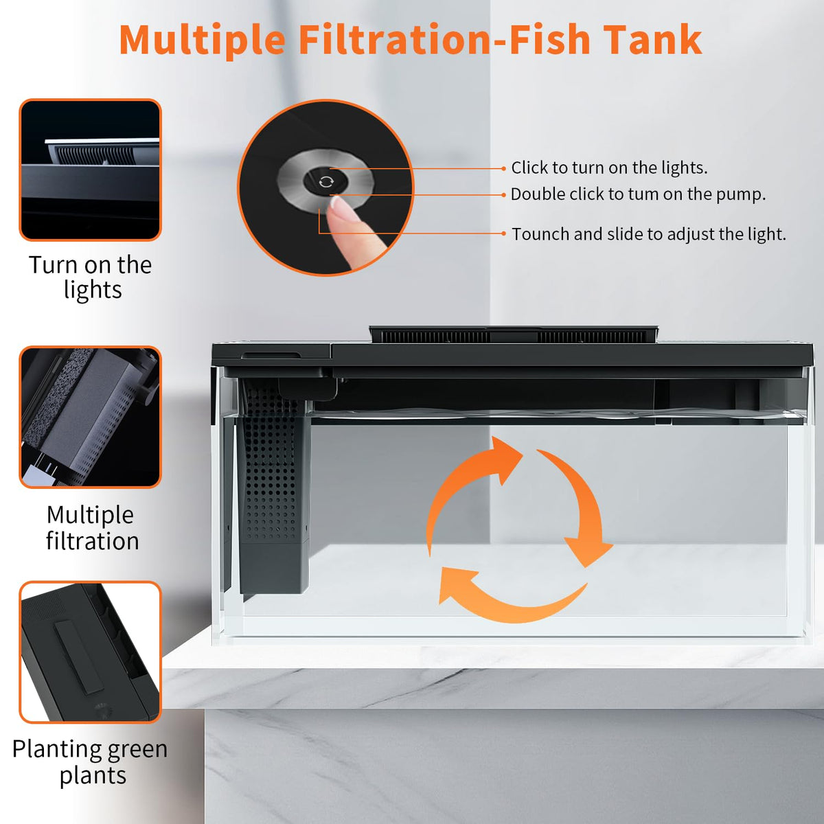 3.7 Gallon Betta Fish Tank Kit with Filter Light Water Pump E17035