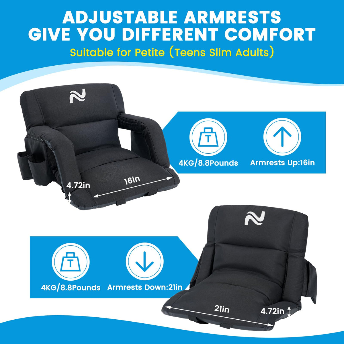 4.7" Extra Thick Stadium Seats for Bleachers with Back Support U86654