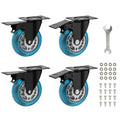 3 Inch Plate Casters Set of 4 Double Brake Heavy Duty N239265