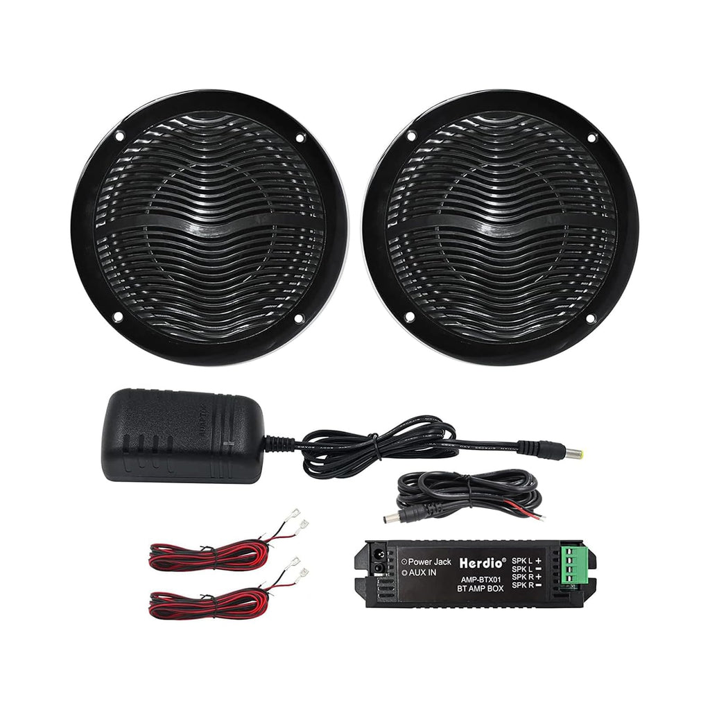 6.5 Inch Marine Bluetooth Speakers 2 Way 120W Peak Boat Speakers Pair Black Z1769