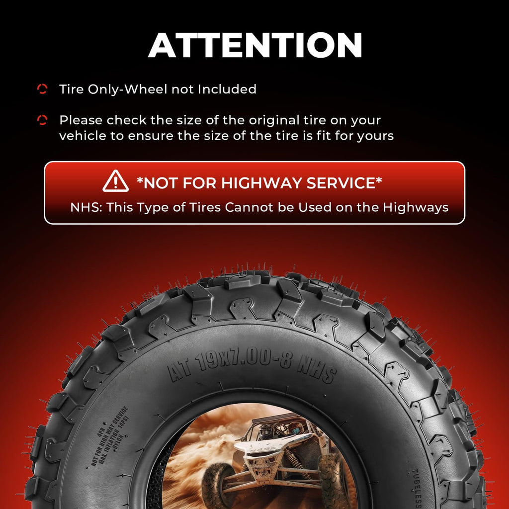19x7-8 UTV ATV Tires Set of 4 Y62697