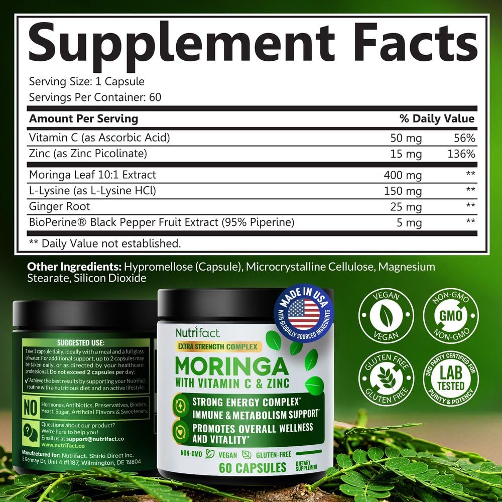Moringa Capsules with Vitamin C, Zinc & L-Lysine M657514