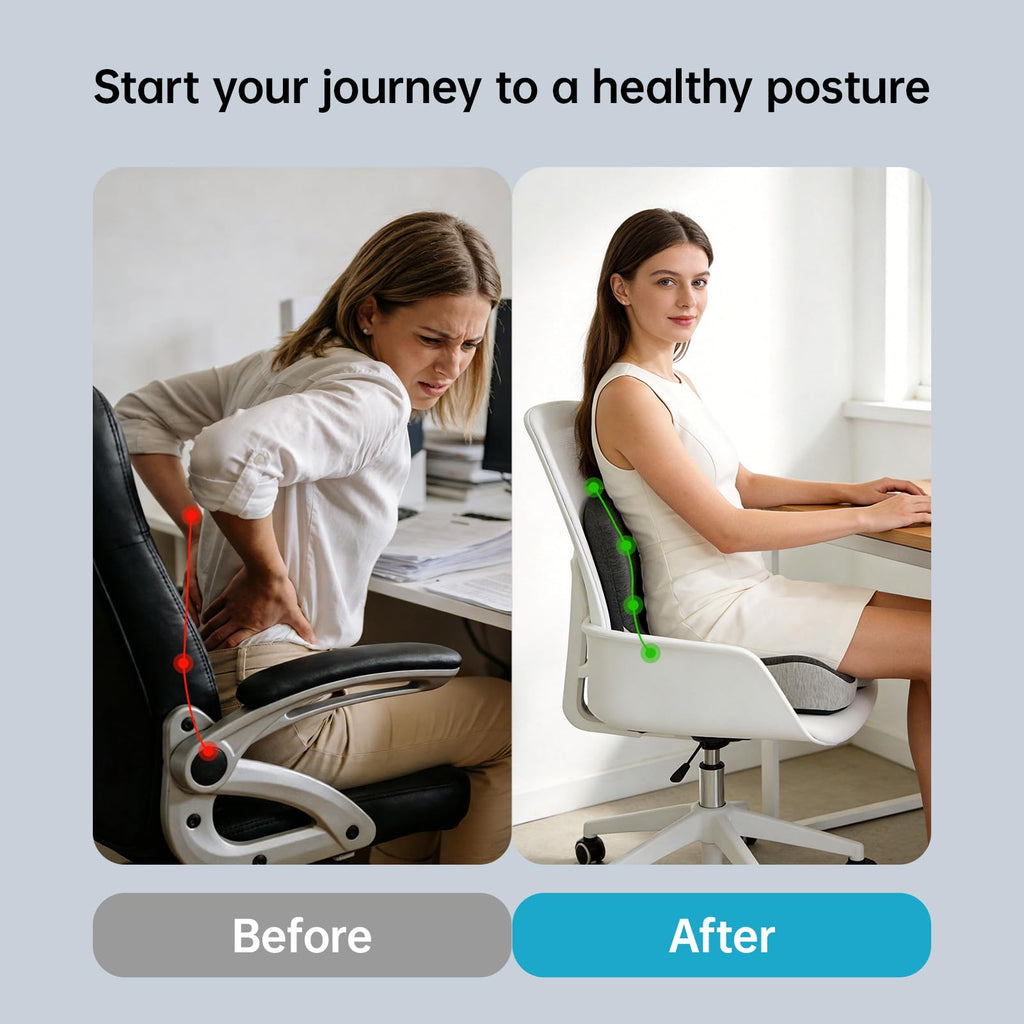 L-Shaped Memory Foam Seat Cushion with Back Support S5360