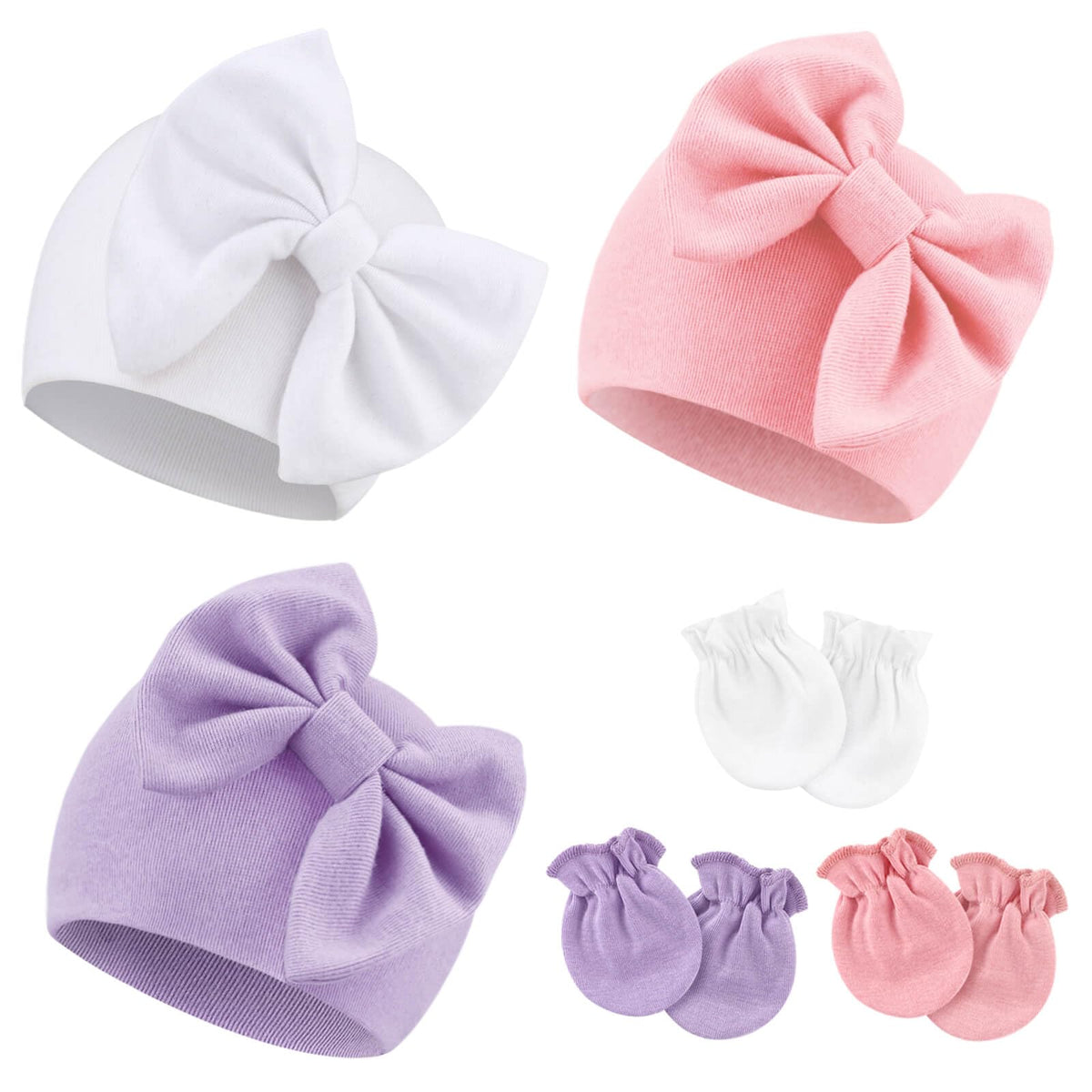 Newborn Baby Hats and Mittens Set C7671