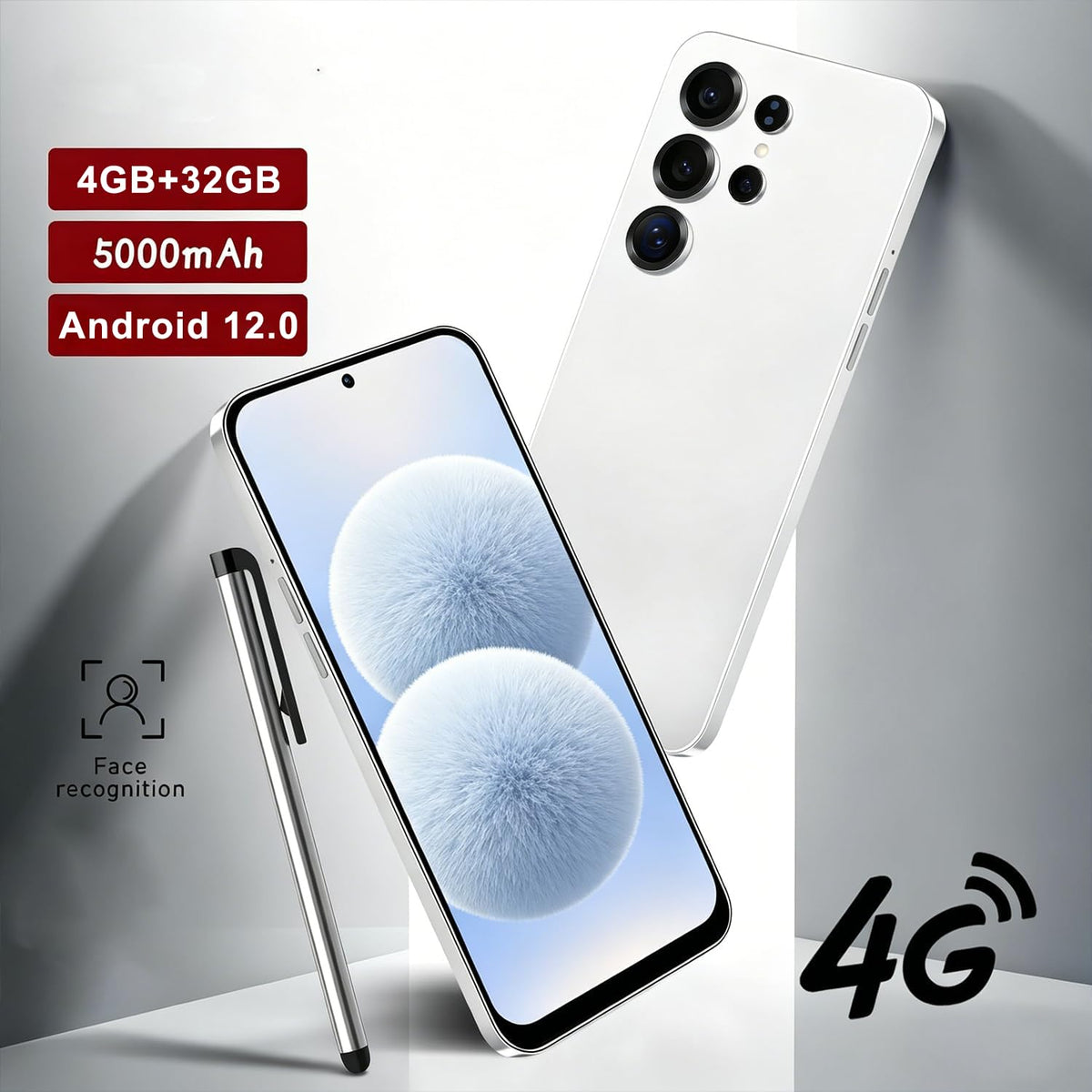 4G Unlocked Android Smartphone 6.6'' HD+ Display 4GB RAM 32GB ROM Black X3810