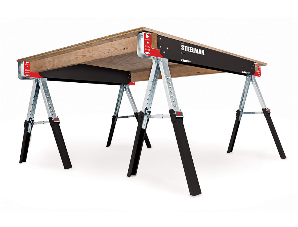 Adjustable Height Folding Steel Sawhorses Set of Two O3096