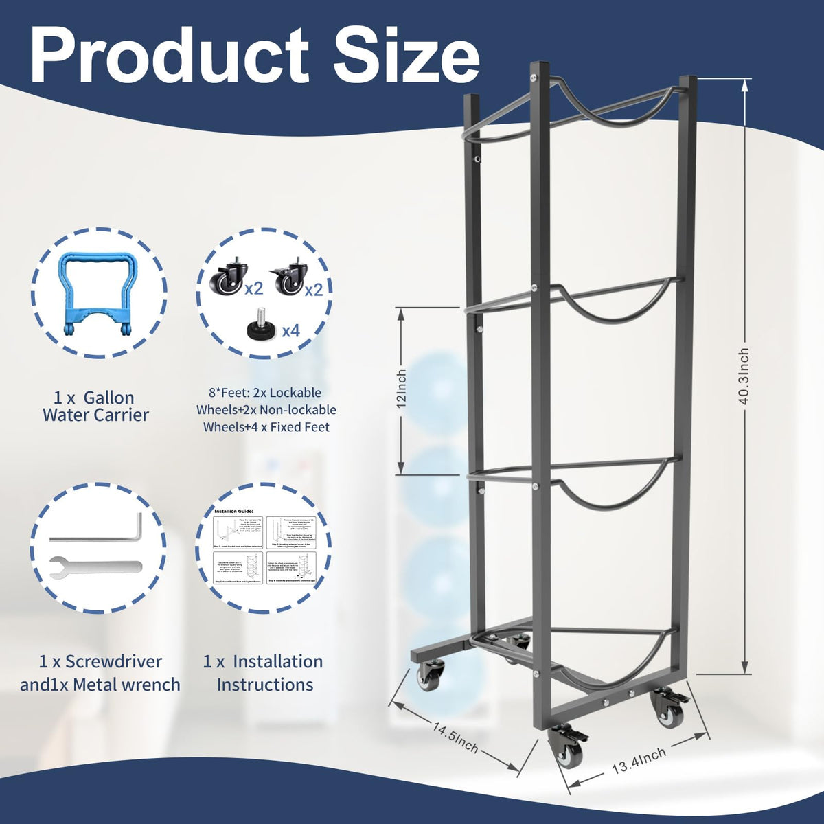 5 Gallon Water Jug Holder with 4 Wheels P560