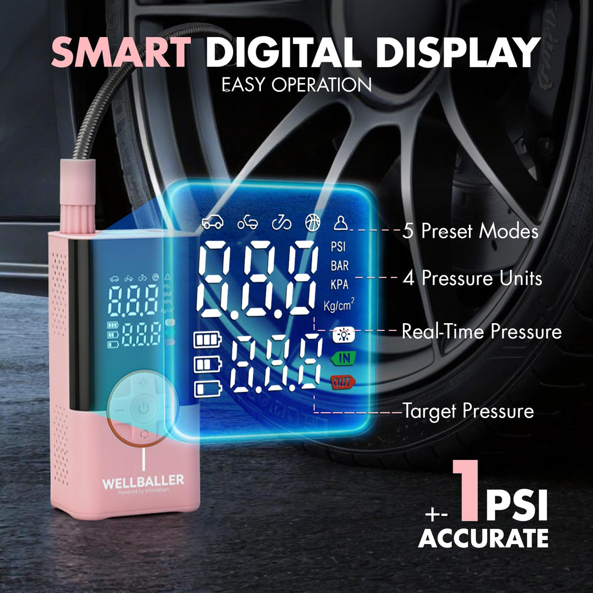 Portable Air Compressor with Digital Pressure Gauge D388