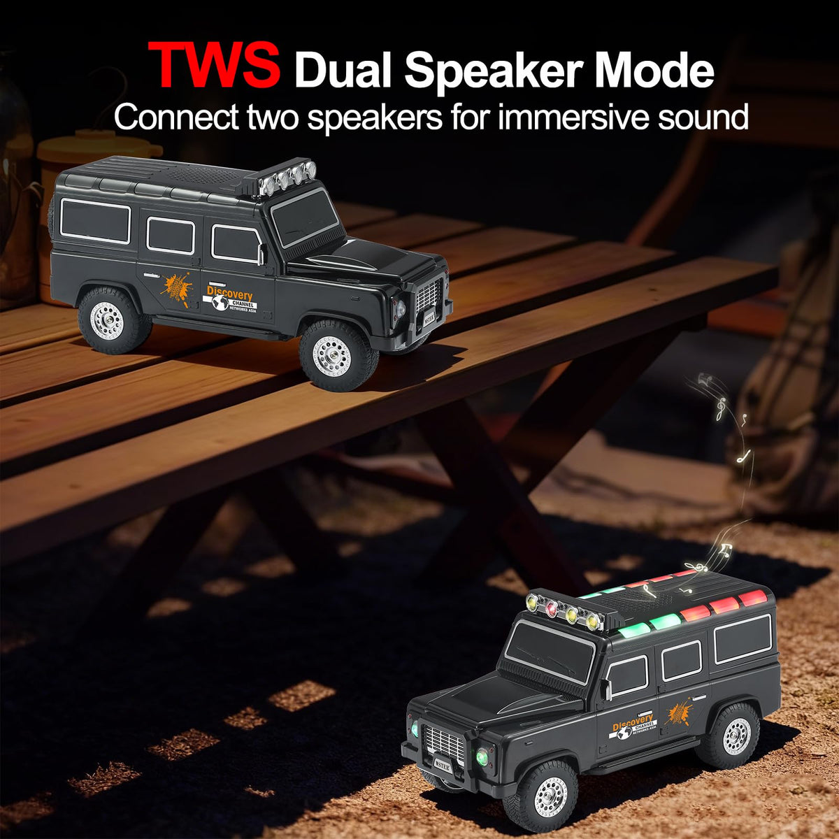 Black Off-Road Bluetooth Speaker with Roof Lights X11078