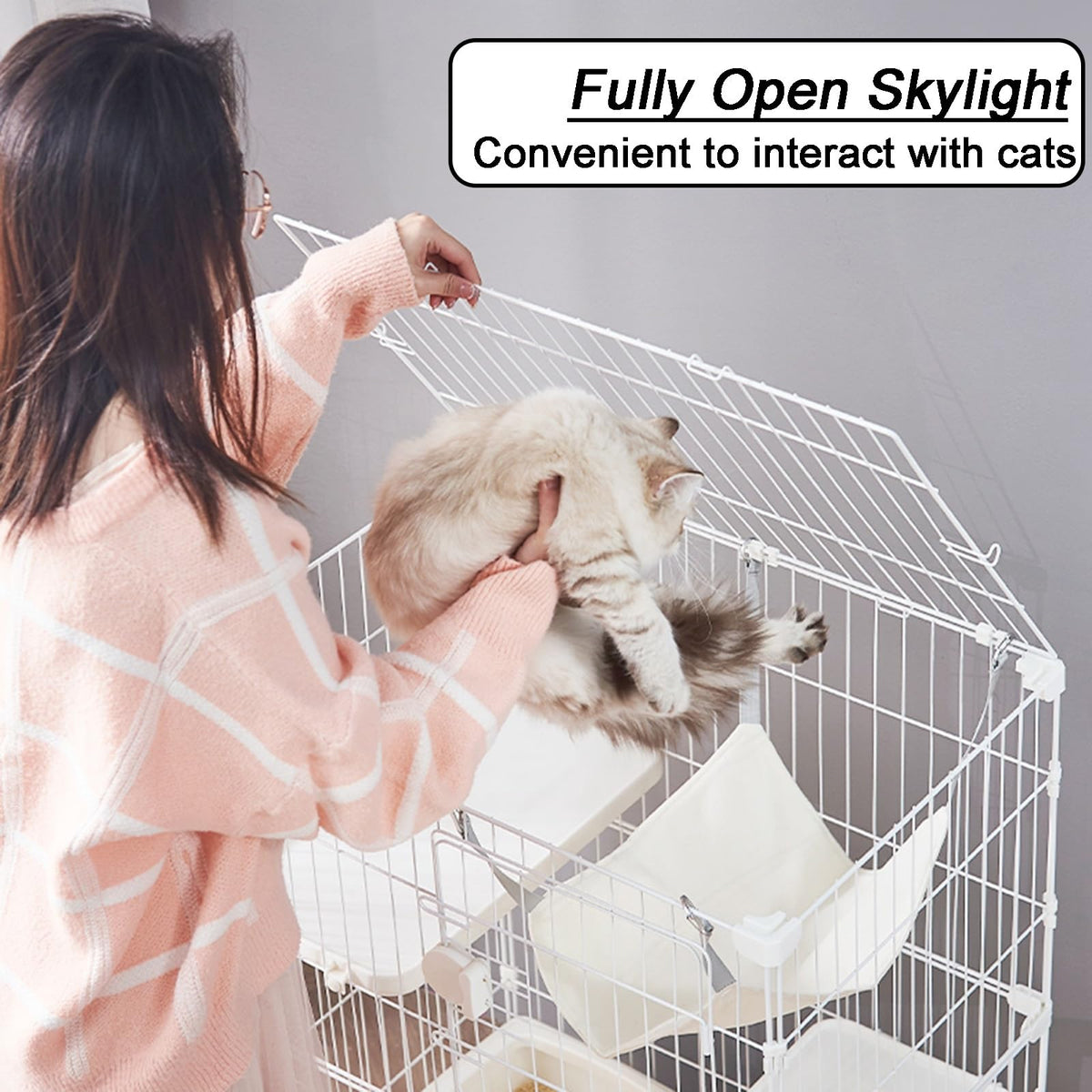 Detachable Metal Wire Cat Enclosure with Litter Box M34895